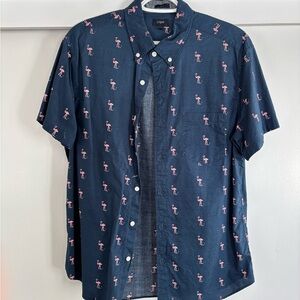 J. Crew Men's Navy Flamingo Print Shirt